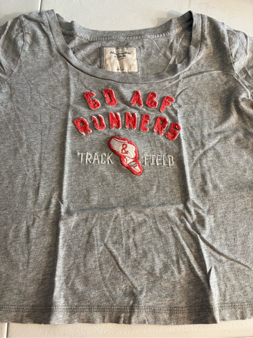 Abercrombie & Fitch Gray Crewneck Tee with Branded Chest Label
